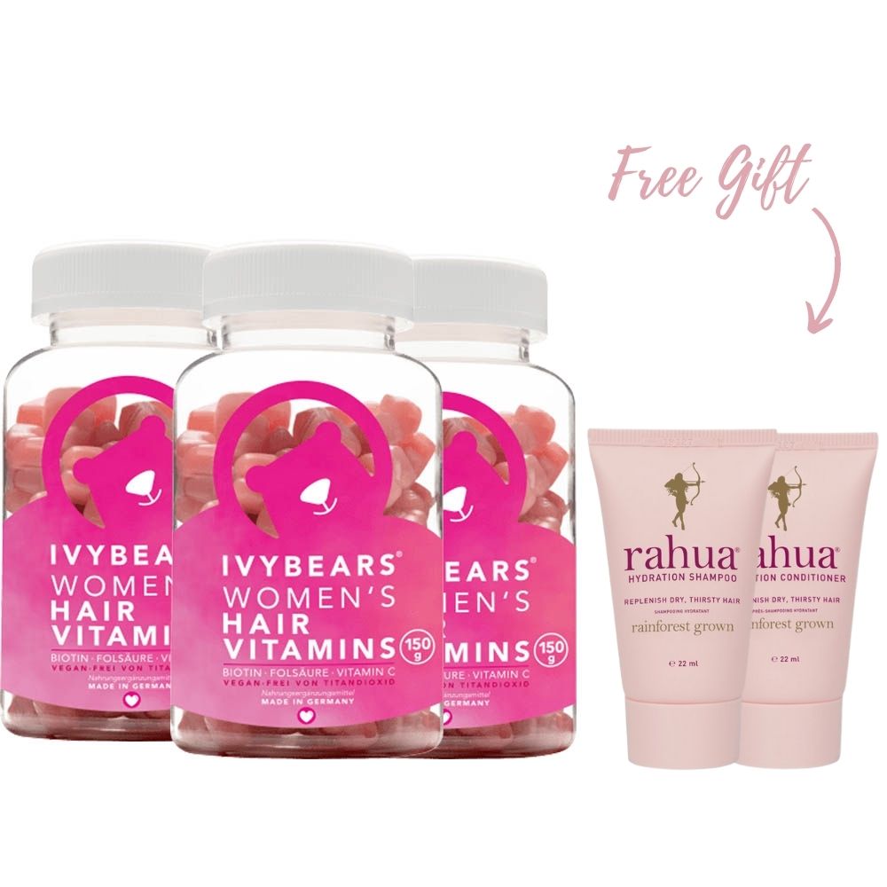 ivybears-vorratspack-3-monate Women's Hair Vitamins 3 Monats Kur + Gratis Rahua Hydration Mini Duo
