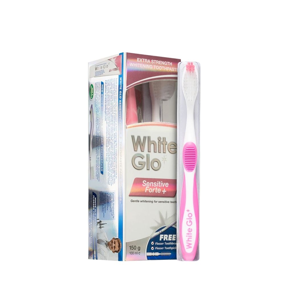 White Glo Sensitive Forte+ Toothpaste for Extremely Sensitive Teeth + Toothbrush.