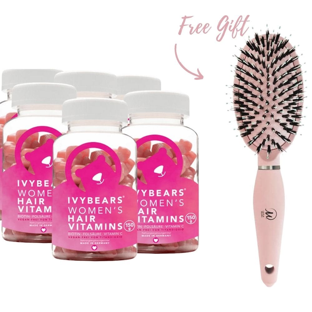 Women's Hair Vitamins 6 Monats Kur mit gratis Leyla Milani Miracle Brush® Haarbürste
