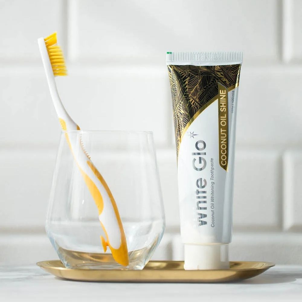 White Glo Coconut Oil Shine Toothpaste + Toothbrush White Glo Coconut Oil Shine Toothpaste + Toothbrush