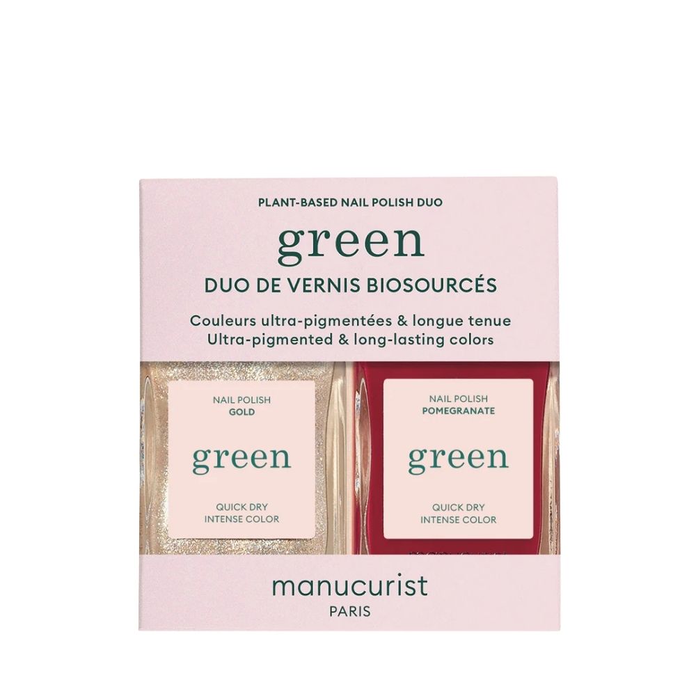 Green Nail Polish Duo - Gold & Pomegranate Green Nail Polish Duo - Gold & Pomegranate