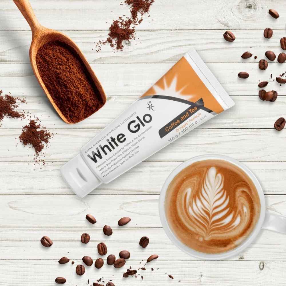 White Glo Extra Strength Whitening Toothpaste for Coffee & Tea Drinkers + Toothbrush